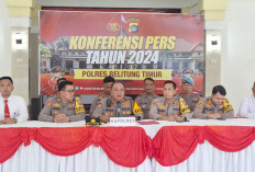 Konferensi Pers Akhir Tahun 2024, Polres Beltim Catat 12 Kasus Penemuan Mayat